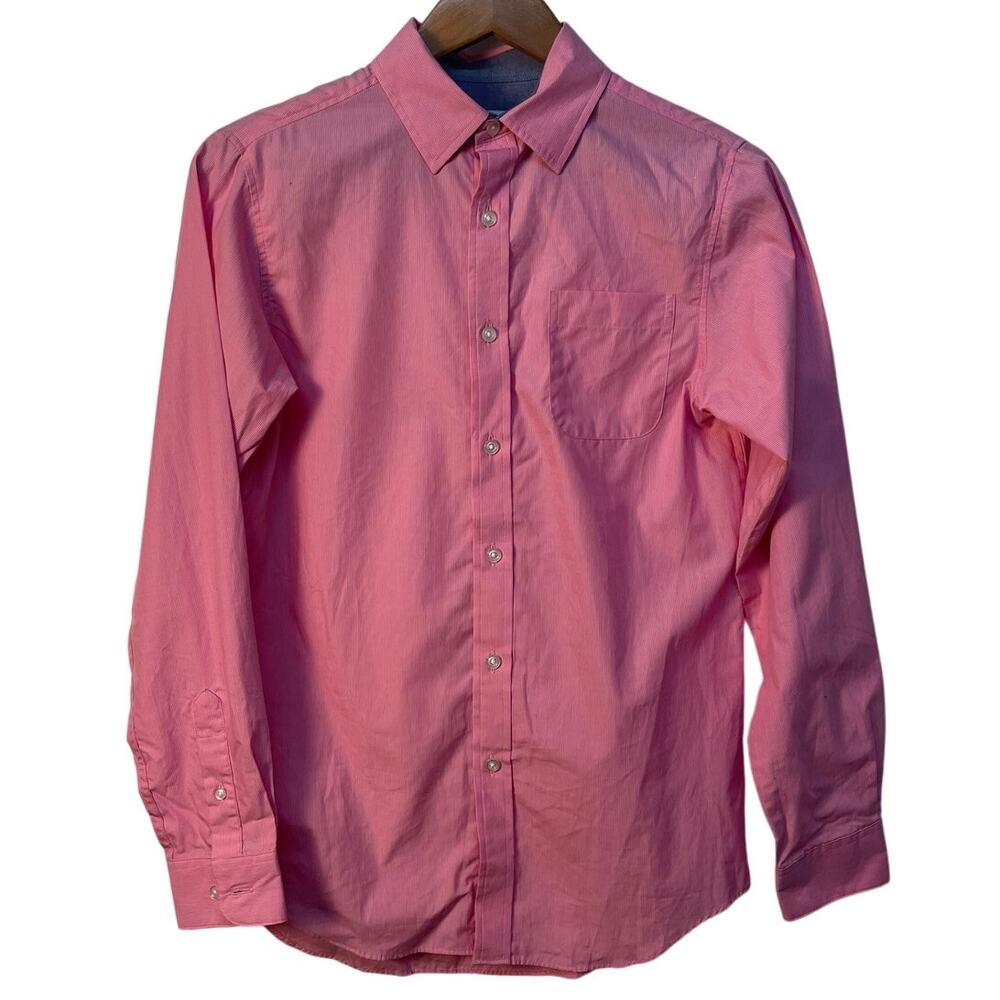Class Club Fine Striped Long Sleeve Collared Button Up Shirt Color Pink/White 16